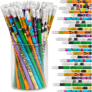 imageJOYIN 48PCS Halloween Pencils Bulk with Eraser Assorted Pencil Assortment Halloween Themed Stationery Set in 6 Design for Kids Boy Girl Trick or Treat Party Favor Supplies Classroom Gifts Prize