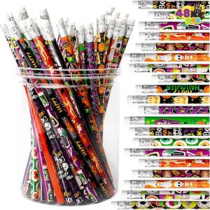 imageJOYIN 48PCS Halloween Pencils Bulk with Eraser Colorful Fall Pencil Assortment 12 Design Halloween Themed Stationery Set for Kid Girl Boy Trick or Treating Party Favor Supplies Classroom Gift Prize