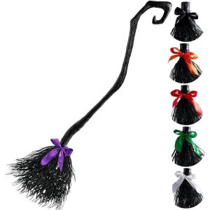imageJOYIN 55 Halloween Witch Broom Cane with Ribbons Witches Broomstick for Kids Women Wizard Costume Parties Photo Booth Accessory Stage Prop Halloween Decorations