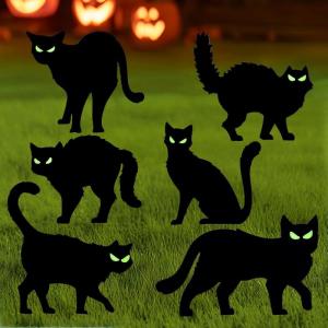 imageJOYIN 6 Pcs Halloween Yard Signs Decorations Outdoor Halloween Black Cat Stakes with Glow in Dark Eyes Scary Silhouette Decor for Pathway Graveyard Yard Garden Lawn Patio Party SuppliesBlack Cat