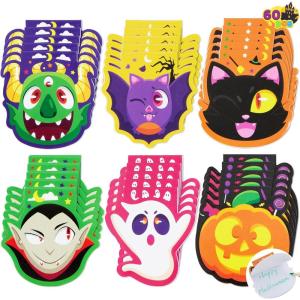imageJOYIN 60 Pcs Halloween Mini Notepad Set in 6 Designs Halloween Spooky Characters Note Pads Mini Notebooks for Kids Boys Girls Party Supplies Classroom Favors Trick or Treats Goodie Bags Fillers