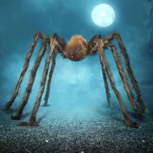 imageJOYIN 65ft Halloween Spider Outdoor Decorations Scary Giant Large Spider Props for Halloween Outside Decor Indoor Party Supplies and Yard Lawn Decoration BlackBrown