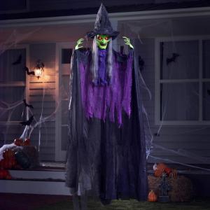 imageJOYIN 72 Halloween Hanging Witch Decorations Outdoor Flying Ghost Decor Green Face Life Size Sound Activated Light Up Eyes Party Supplies for Garden Haunted House Front Porch Door Scary ModernSpellbound Witch