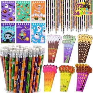 imageJOYIN 72 Pcs Halloween Assorted Stationery Set 24 Packs Halloween Theme Pencils Rulers and Notepads Party Favor Set for Kids Classroom Gift Prizes Trick or Treat Goodie Bag Filler Non Candy Treats