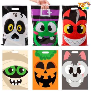 imageJOYIN 72 Pcs Halloween Bags Plastic Goodie Bag in 6 Designs for Halloween Candy Trick or Treating Party Favors alloween TrickorTreat SnacksBags Party Supplies Classroom Prizes