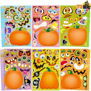 imageJOYIN 72 Pcs Halloween Pumpkin Stickers for Kids Halloween Party Favor Craft Party Supplies Funny Sticker with Different Pumpkin Design Classroom Activities Games Goodies Treat GiftsAge 3