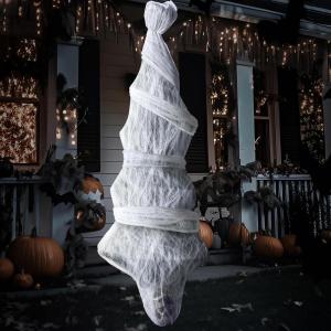 imageJOYIN 72quot Halloween Hanging Cocoon Corpse for Outside Decorations Life Size Corpses Props Scary Skeleton Body Decor Graveyard Haunted House Hanging Outdoor Decor