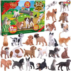 imageJOYIN Christmas Advent Calendar 2025 24 Days Dog Cat Countdown Animal Advent Calendar for Kids Toddlers Christmas Party Favor Gifts Xmas Gifts for Boys Girls