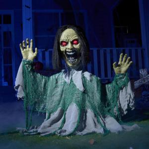 imageJOYIN Halloween Animated Zombie Groundbreaker Outdoor Decor with Light Up Eyes Creepy Animatronic Decorations with Movable Arms for Halloween Party Prop and Lawn Patio Yard Outside DecorationsScreaming Zombie