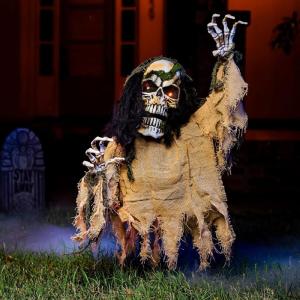 imageJOYIN Halloween Animated Zombie Groundbreaker Outdoor Decor with Light Up Eyes Creepy Animatronic Decorations with Movable Arms for Halloween Party Prop and Lawn Patio Yard Outside DecorationsSkeleton Zombie