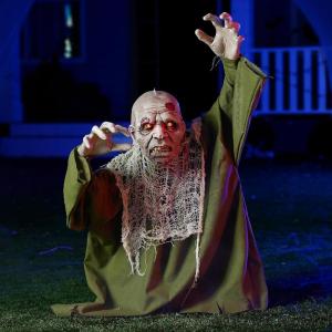 imageJOYIN Halloween Animated Zombie Groundbreaker Outdoor Decor with Light Up Eyes Creepy Animatronic Decorations with Movable Arms for Halloween Party Prop and Lawn Patio Yard Outside DecorationsCreepy Zombie