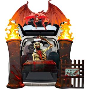 imageJOYIN Halloween Cemetery Trunk or Treat Car Decorations Kit for SUV Graveyard Decorations Outdoor with Tombstone Skeleton Blood BatampampVampire for Archway Car Garage Outdoor Entryway