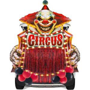 imageJOYIN Halloween Clown Circus Carnival Theme Decorations Kit Decorations for SUV with LED Light and Balloon Clown Trunk or Treat Decor for Halloween Party Car Garage Door Yard Archway Outdoor Decor