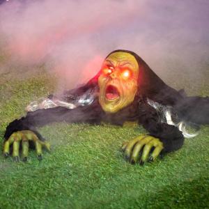imageJOYIN Halloween Decoration Outdoor Zombie Groundbreaker Halloween Outside Zombie Decor with Sound and Flashing Eyes Scary Groundbreaker for Yard Lawn Graveyard Decorations Haunted House Prop