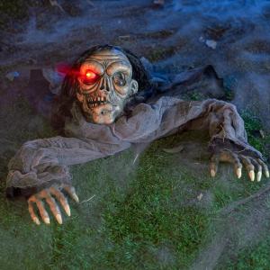 imageJOYIN Halloween Decorations Outdoor Zombie Groundbreaker with Decayed Face and Flash Eyes Halloween Outside Decorations Scary Zombies Prop for Yard Graveyard Lawn Cemetery Decor