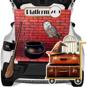 imageJOYIN Halloween Magic Platform Theme Decorations Kit with Digital Stickers Cutout and Tablecloths Trunk or Treat Decorations for Car Archway Garage Door Haunted House Decor