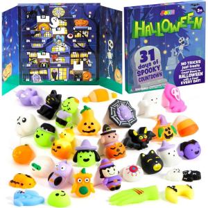 imageJOYIN Halloween Mochi Squishy Toys and Rubber Duck Surprise Toy Set Holiday CountDown to Halloween Advent Calendar Toys for Kids Party Favor Supply Trick or TreatingTPR Mochi