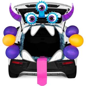 imageJOYIN Halloween Monster Trunk or Treat Car Decorations Kit for SUV Outdoor Decor Haunted House Vehicle Archway Garage Door Lawn Balloons Strips Party Supplies Cute Scary