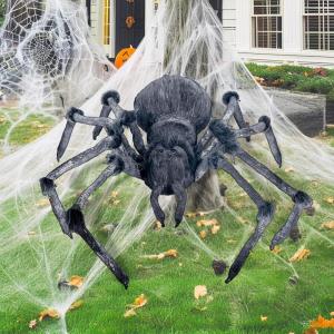 imageJOYIN Halloween Outdoor Decorations Giant Spider 45 Scary Large Spider Halloween Decor Outside Indoor Party Supplies Yard Lawn Garden Haunted House Prop
