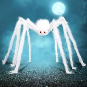 imageJOYIN Halloween Outdoor Decorations Giant Spider 5 Ft Large Spider for Yard Lawn Garden Patio Scary Halloween Outside Decor Indoor Haunted House Prop and Home Party Decor BlackWhite
