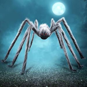imageJOYIN Halloween Outdoor Decorations Giant Spider 5 Ft Large Spider for Yard Lawn Garden Patio Scary Halloween Outside Decor Indoor Haunted House Prop and Home Party Decor BlackGray