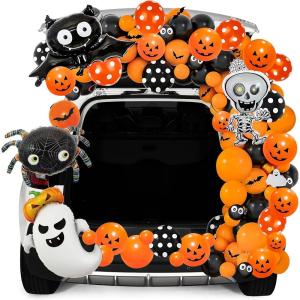 imageJOYIN Halloween Pirate Trunk Or Treat Car Decorations Kit for SUV Outdoor Indoor Decor Octopus Banner Haunted House Archway Balloons Knife Treasure Chest