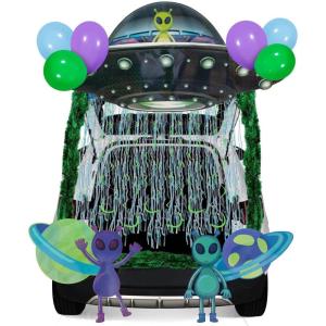 imageJOYIN Halloween Space Theme Trunk or Treat Decorations Kit Space Banner with Astronauts UFO Planets Spacecraft and Alien etc Outer Party Decorations for SUV Garage Door Archway OutdoorUFO