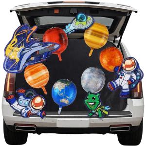 imageJOYIN Halloween Space Theme Trunk or Treat Decorations Kit Space Banner with Astronauts UFO Planets Spacecraft and Alien etc Outer Party Decorations for SUV Garage Door Archway OutdoorSpace