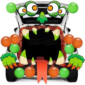 imageJOYIN Halloween Trunk or Treat 3D MonsterThemed Car Decoration Kit with Eyes Teeth Tassels Balloons and Tongue for Garage Door Entryway Archway and Decor Outdoor