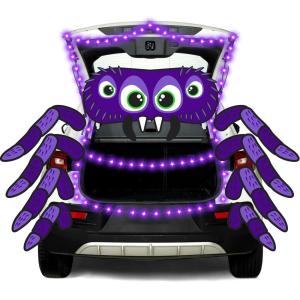 imageJOYIN Halloween Trunk or Treat Car Decorations Kit Halloween Spider Theme Decorations with String LED for Car SUV Garage Door Outdoor Entryway Archway