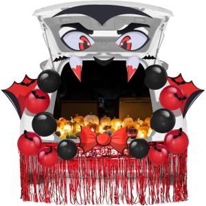 imageJOYIN Halloween Trunk or Treat Car Decorations Kit Vampire Monster Design Archway Garage Decor with Bats Balloons Tassel for Haunted House Door Entryway