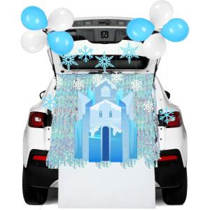 imageJOYIN Halloween Trunk or Treat Ice Kit Snow Castle Theme Decorations  Ice Snow Castle with Snowflakes DecorsBalloon Quilt Car Decorations for SUV Garage Door Party Supplies
