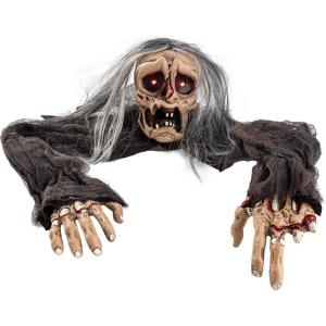 imageJOYIN Halloween Zombie Decoration Outdoor Groundbreaker Halloween Outside Decor Scary Zombies Props with Glowing Eyes and Sound for Graveyard Haunted House Lawn Yard Garden Decoration