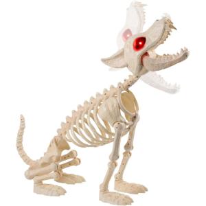 imageJOYIN Howling Wolf Skeletons Halloween Decorations 34 Skeleton Dog with Red LED Eyes AutoChin Opening and Closing Movable Posable Joints Animal Skeleton for Outdoor Indoor Garden Graveyard Decor