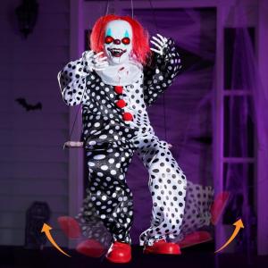 imageJOYIN Scary Halloween Decorations Outdoor Halloween Hanging Swinging Animatronic Clown with Scary Sound and Moving Body Sound Activated Outdoor Swinging Ghost with Light Up Eyes for Indoor Outside