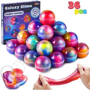 imageJOYIN Slime Party Favors 36 Pack Galaxy Slime Ball  Stretchy NonSticky MessFree Stress Relief and Safe  Toys for Girls and Boys  Classroom Reward Party SuppliesGalaxy Slime Ball