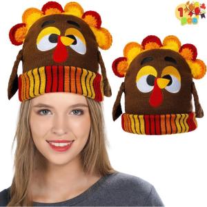 imageJOYIN Thanksgiving Pom Turkey Beanie Knitted Hat Thanksgiving Turkey Hat for Women ampamp ManThanksgiving Novelty HatsThanksgiving Costume Hats Halloween Costume Dress Up HatsThanksgiving Accessories