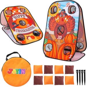 imageJOYIN Thanksgiving Portable Collapsible 5 Holes Toss Game Board with 8 Bean Bags for Outdoor Indoor Yard Games Backyard Party and Thanksgiving Theme Party Favor Supplies