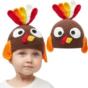 imageJOYIN Thanksgiving Turkey Beanie Hat with Ear Flaps Photograph Prop Carnival Cosplay for Baby Halloween Costume Dress Up HatsThanksgiving Party Favor Supplies Thanksgiving Accessories