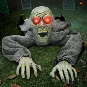 imageJOYIN Zombie Halloween Decoration Outdoor Groundbreaker with Sound and Flashing Eyes Scary Halloween Graveyard Decor for Yard Garden Outside Lawn Haunted House Prop