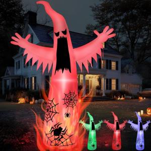 imageJoiedomi 12 FT Halloween Inflatables Outdoor Decorations Scary Ghost Halloween Decor Inflatable Ghost Blow Ups for Yard with LEDs for Outside Yard DecorationsColorful Ghost