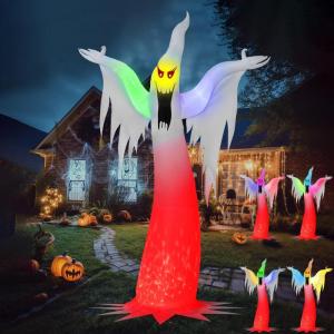 imageJoiedomi 12 FT Tall Halloween Inflatables Outdoor Decoration Inflatable Ghost Decor Outdoor with Fire Flame Light Blow Up Ghost Yard Decorations for Scary Halloween Decor
