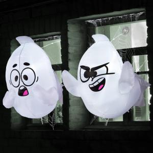 imageJoiedomi 2 Pcs Halloween Inflatables Outdoor Decorations Halloween Blow Ups Ghost with Builtin LEDs Cute Window Inflatable Ghost for Window DecorationsNaughty Ghost