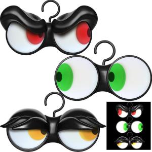 imageJoiedomi 3 Pack Halloween Decorations Indoor Flashing Peeping Eyes Lights with Timer Halloween Glowing Decorations Outdoor Party Supplies Spooky Animated Lights Eyes Decor for Yard Lawn GardenRound White Lights