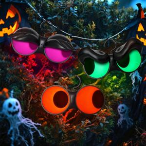 imageJoiedomi 3 Pack Halloween Decorations Indoor Flashing Peeping Eyes Lights with Timer Halloween Glowing Decorations Outdoor Party Supplies Spooky Animated Lights Eyes Decor for Yard Lawn GardenColorful Eye Lights