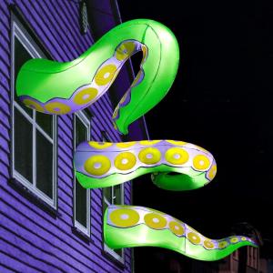 imageJoiedomi 3 Pcs Halloween Inflatables Octopus Tentacle Outdoor Window Decorations Octopus Legs with Buildin LEDs Halloween Front Door Window Roof Prop Outdoor Holiday Blow up Decor for Garden LawnGreen