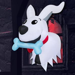 imageJoiedomi 35 FT Halloween Inflatable Outdoor Decorations Blow Up Halloween Yard Decorations Inflatable Dog Decor Outdoor with Bones Ghost Dog Window Decor with LEDs