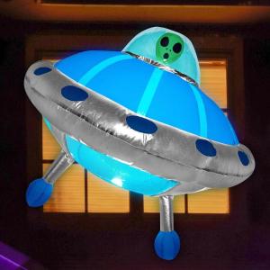 imageJoiedomi 45 FT Halloween Inflatable Alien Outdoor Decorations Halloween Blow Up for Yard Blow Up UFO Decor Outdoor with Color Changing LEDs Inflatable Alien with UFO Window Decorations