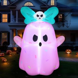 imageJoiedomi 5 FT Tall Halloween Inflatable Ghost Outdoor Decoration Inflatable Halloween Ghost Decor Outdoor with Rotating Light Blow Up Yard Decoration for Party Lawn Garden DecorLovely Ghost
