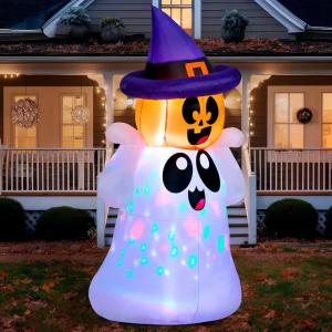 imageJoiedomi 5 FT Tall Halloween Inflatable Ghost Outdoor Decoration Inflatable Halloween Ghost Decor Outdoor with Rotating Light Blow Up Yard Decoration for Party Lawn Garden DecorPumpkin Ghost